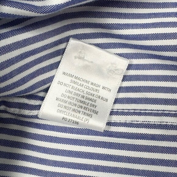 Cargo Crew 100% Cotton Striped Shirt Sz.L Blue White Band Collar Staple Preppy - Picture 10 of 11